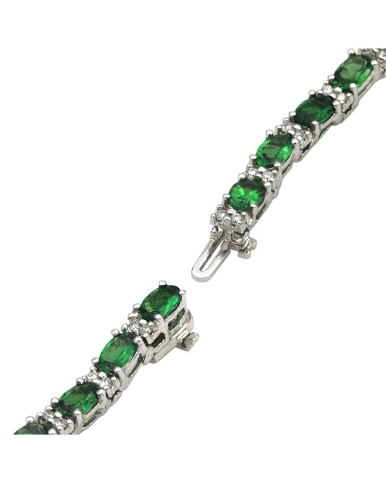 Alternating Tsavorite and Diamond Inline Bracelet